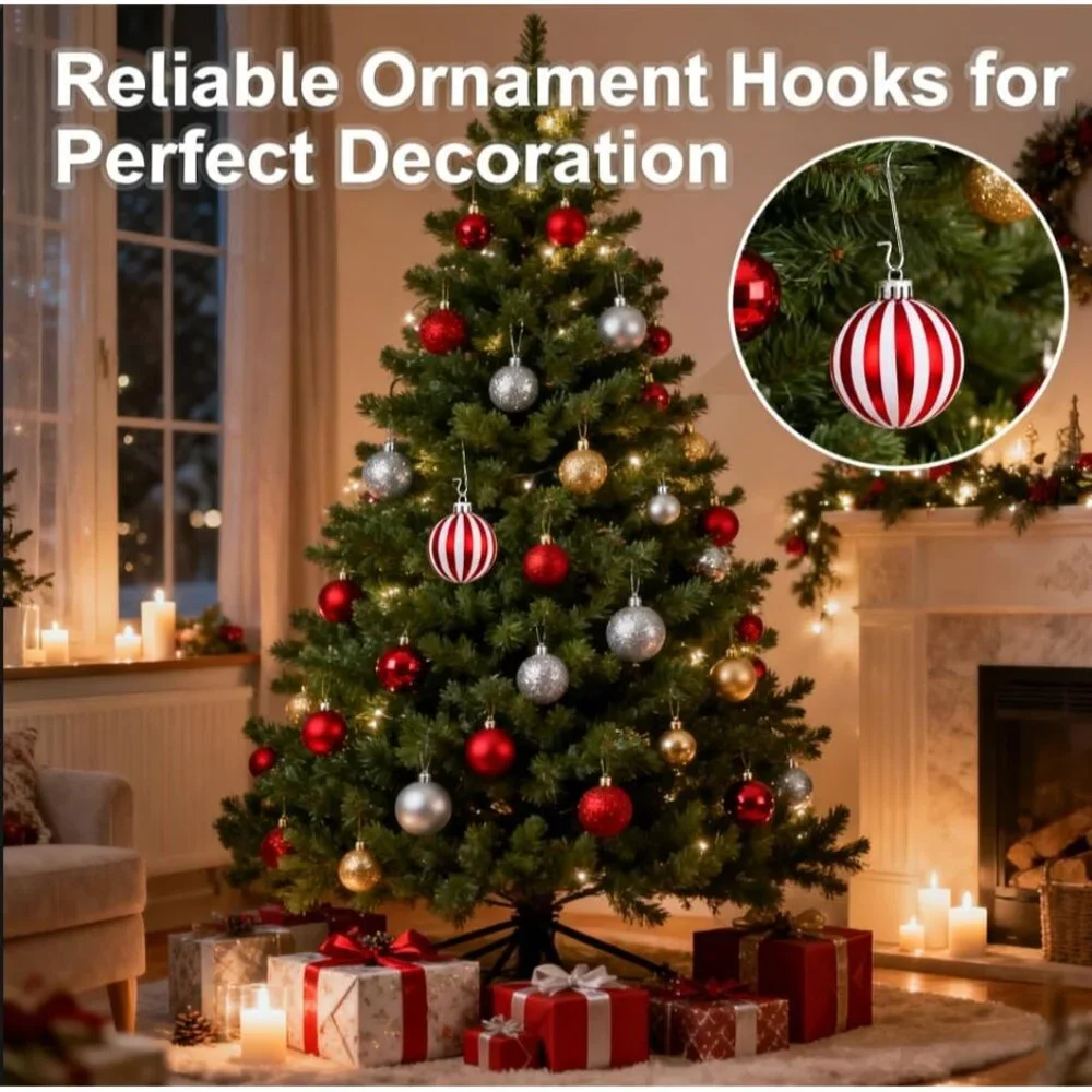 120PCS Stainless Steel S-Shaped Ornament Hooks for Elegant Christmas Decor